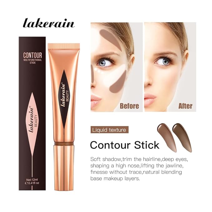 Liquid Contour Beauty Stick, Contour Stick, Bronzer Stick,Multi-Function Beauty Stick, Cream Contour With Cushion Applicator, Liquid Contour Stick, Women's Contour Makeup (06#)