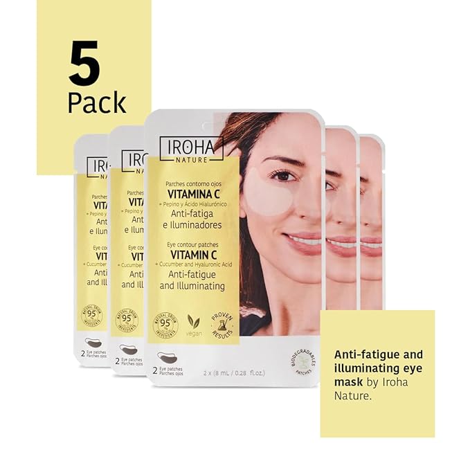 Eye Masks for Anti-Fatigue & Illuminating, Pack of 5 Pairs - Reduces Dark Circles, Puffiness - Hydrating with Vitamin C, Cucumber, Hyaluronic Acid - Vegan, Cruelty-Free Skincare Treatment