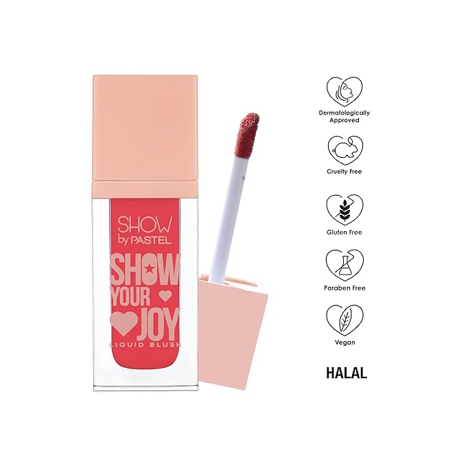 Show Your Joy Liquid Blush 56 | Orange | Dewy Finish | Natural Looking | Clean Beauty | Moisturize The Skin Up to 24 Hours | Cruelty-Free | Natural and Fresh Looking | 0.141 fl.oz.
