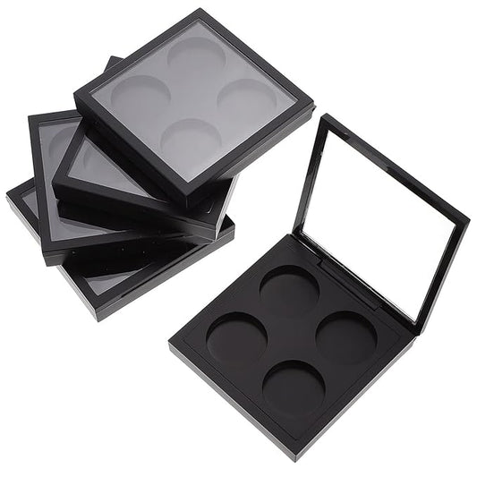 Metal Tray 5 Pcs Empty Magnetic Makeup Containers Eyeshadow Plates with 4Grids Cosmetics Storage Organizer for Eyeshadow Lipstick Blush Powder Pigment Makeup Pallet
