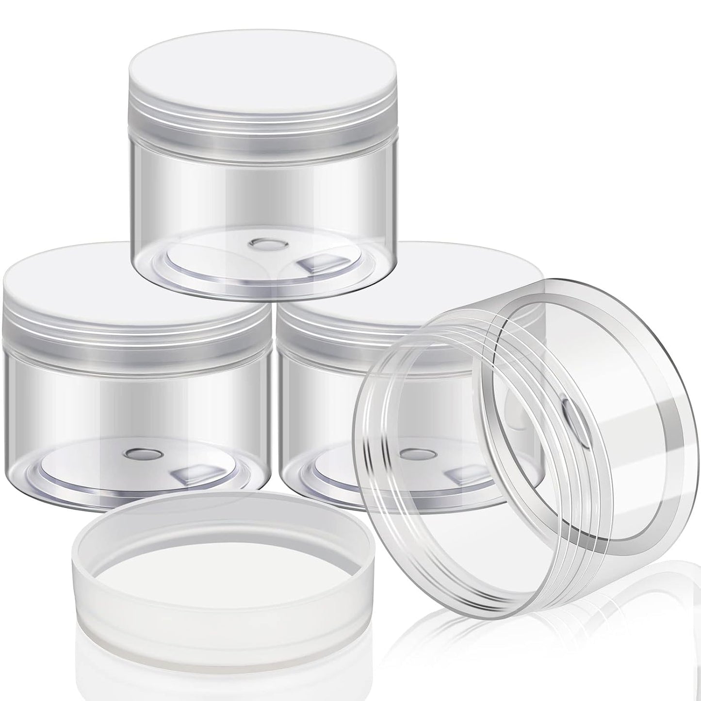 Patelai 4 Pieces Round Wide-mouth Leak Proof Plastic Container Jars with Lids for Travel Storage Makeup Beauty Products Face Creams Oils Salves Ointments DIY Making(4 Ounce,Clear)