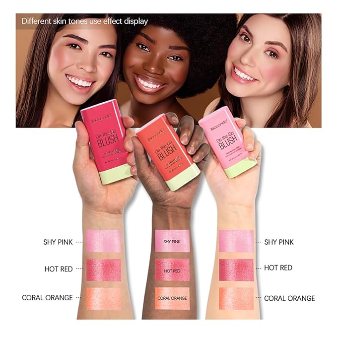 Multi-Use Makeup Blush Stick, Cream Blush Stick, Tinted Solid Moisturizer Stick for Cheek & Eyes & Lips, Waterproof Natural Nude Makeup, Suitable for All Skin (1#Shy Pink)