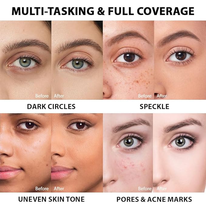 Kaely 2Pcs under Eye Concealer Full Coverage,Waterproof Concealer for Dark Circles,Puffiness,Redness,Cream Foundation Eye Brightener,Color corrector de ojeras,Anti Aging,Natural Matte Finish,Dark