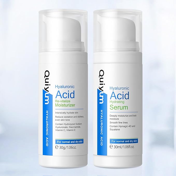 Hydrating Skin Care Set, Hyaluronic Acid Skin Care Kit with Serum for Face, Moisturizer, Travel Size Face Care Set for Women, Anti Aging Plumping Hydrating Firming for Dry Skin