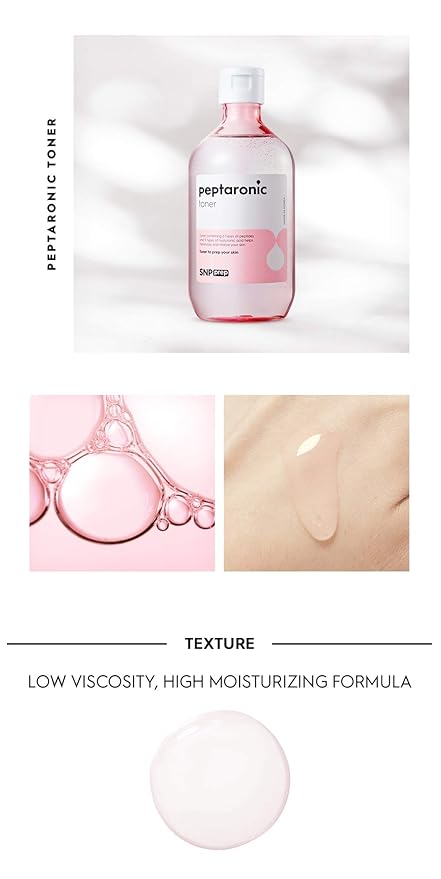 Snp 6 Peptides + 5 Hyaluronic Acid Facial Toner | Moisturizing, Soothing & Firming Korean Skincare for Dry & Sensitive Skin | Daily Face Toner | Peptaronic | 10.8 Fl Oz