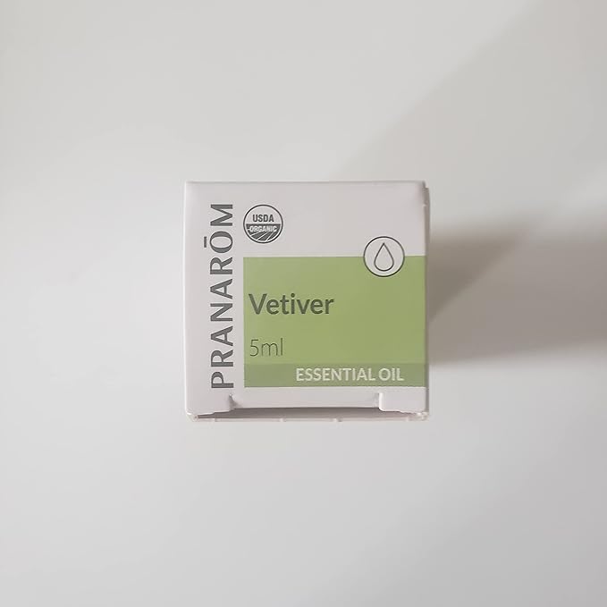 Pranarom USDA Certified Organic Vetiver Essential Oil (5ml), 100% Pure Undiluted Therapeutic Grade from Haiti & Madagascar for Aromatherapy, Diffuser, Calming, Relaxation, DIY, Massage Oil