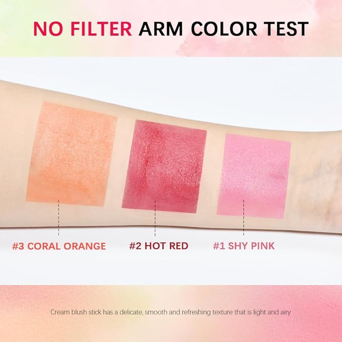 Blush Rare Beauty Liquid Blush Cream Blush Stick For Cheeks Natural Blendable Powder Blusher Stick On The Go Blush Brushes For Makeup Cheeks,Natural Waterproof, Long Lasting (3PC)