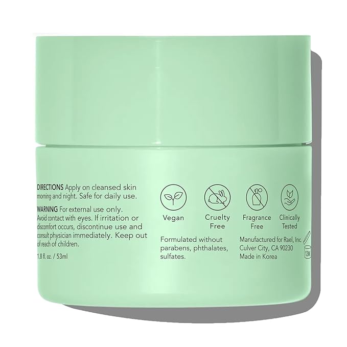 Rael Face Moisturizer, Miracle Clear Barrier Cream, Lightweight Hydration for Oily and Acne Prone, with Succinic Acid, Hydrating Vitamin B5, Vegan, Korean Skin Care (1.8 fl oz)