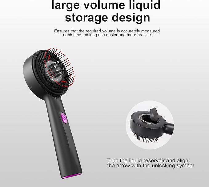 Red Light Dot Scalp Massager - 72-Point Vibration Comb for Hair Care, 3 in 1 Hair Oil Applicator,ipx7 Waterproof Scalp Oil Applicato,Rechargeable Home Use Device with Safety Indicator(Black)