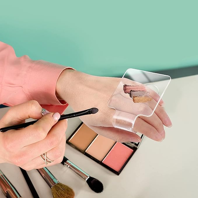 2PCS Clear Acrylic Professional Makeup Palette Handheld Cosmetic Nail Art Manicure Palette for Mixing Foundation Cosmetics Eyeshadow Cremes