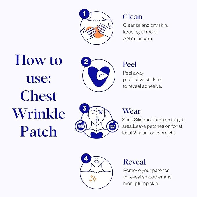 Wrinkles Schminkles Chest Wrinkle Patch & Cleanser Starter Pack - Set of Reusable Chest Silicone Wrinkle Patch + Patch Cleanser (2 oz) Maximise Uses - Smooth & Prevent Chest & Décolletage Wrinkles