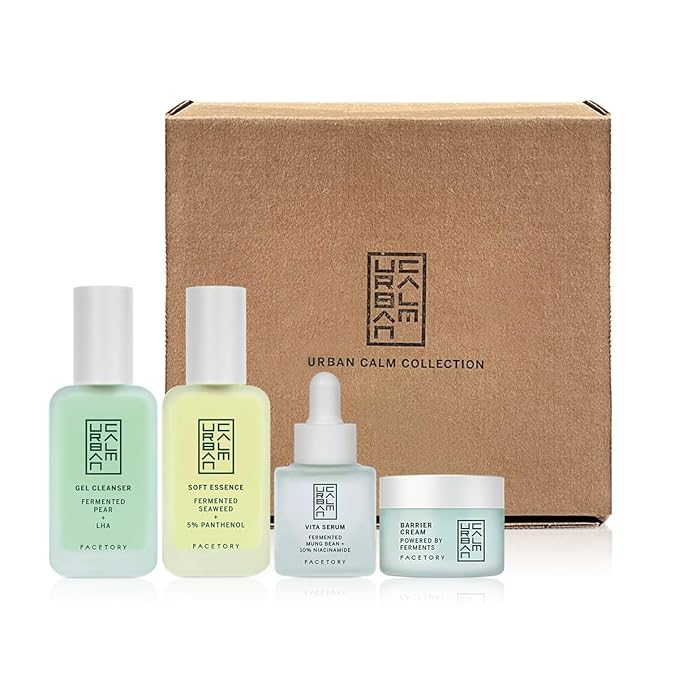 Urban Calm Discovery Bundle - Hydrating, Smoothing, Exfoliating, and Soothing Travel Size Skincare Set for All Skin Types - Fermented Skincare Products Include Cleanser, Essence, Serum, and Cream