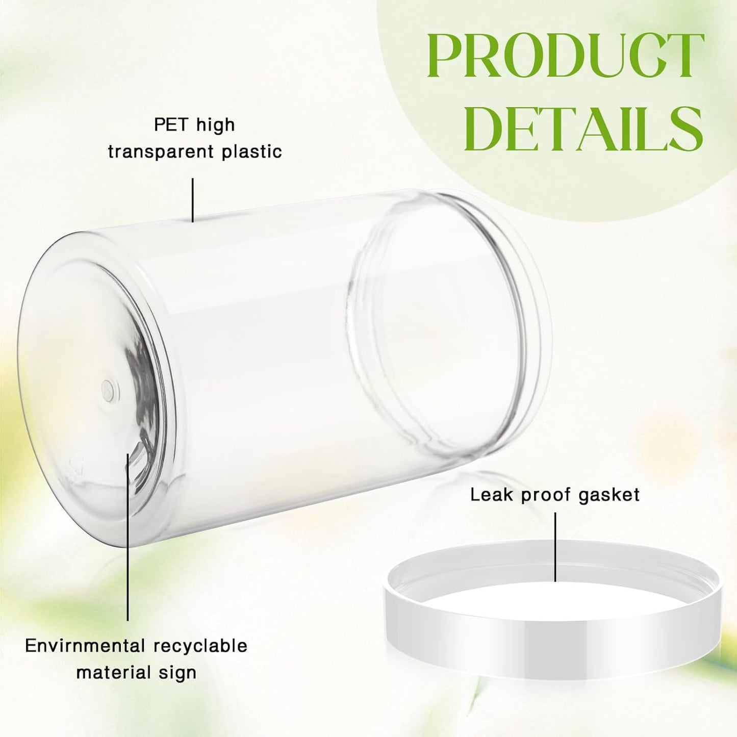 Patelai 4 Pieces Round Wide-mouth Leak Proof Plastic Container Jars with Lids for Travel Storage Makeup Beauty Products Face Creams Oils Salves Ointments DIY Making(27 Ounce,Clear)