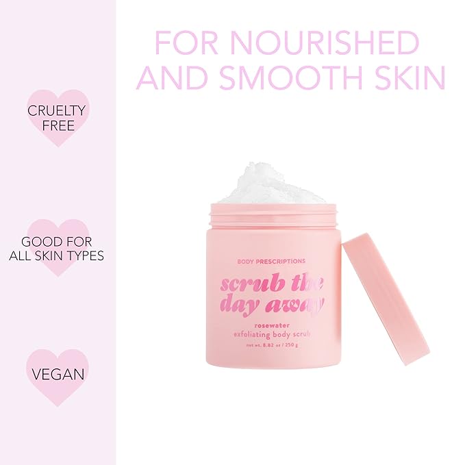 Body Prescriptions Exfoliating Body Scrub – Body Cleanser for Nourished, Ultra-Smooth Skin, Lavender, Rosewater, Eucalyptus & Mint