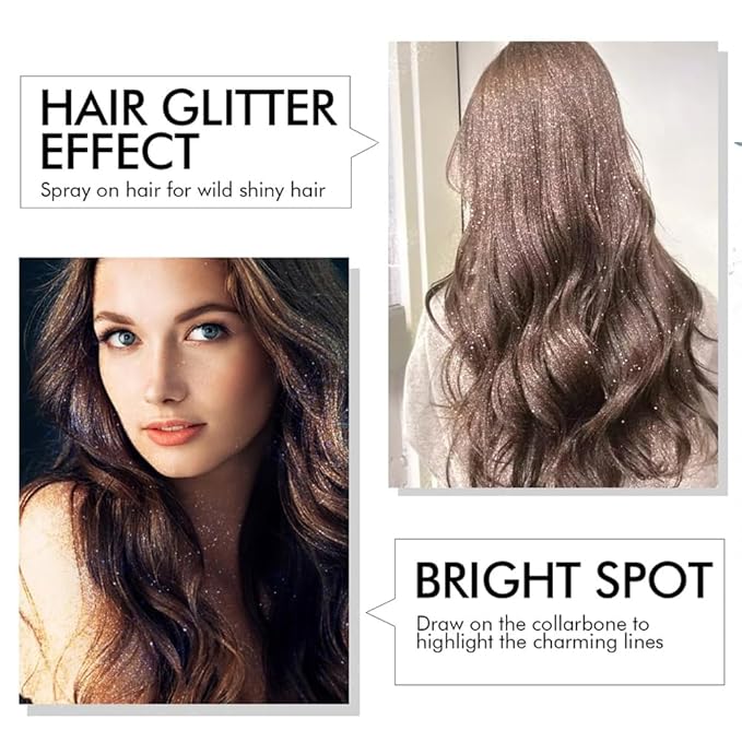 Glitter Body Highlighter Powder Body Shimmer Sparkle Face Brightening Highlighter Powder for Face Eyes Body Glow Makeup With sponge head(06#)