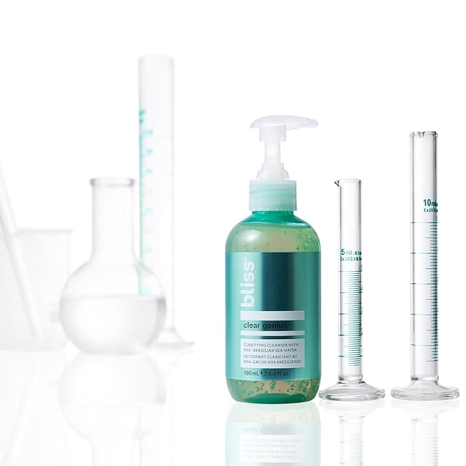 Bliss Clear Genius Clarifying Gel Cleanser – 6.4 Fl Oz – Salicylic Acid BHA to Purify Pores, Remove Excess Oil & Dirt – Non-Drying, Vegan & Cruelty-Free – Tea Tree Scent – Suitable For All Skin Types