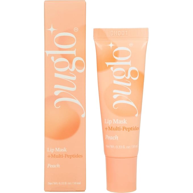 YUGLO Lip Sleeping Mask with Multi-Peptides | Peach Flavor | Hydrating & Plumping Lip Treatment for β¨Dry, Chapped Lips | Nourishes & Moisturizes | Overnight Lip Repair