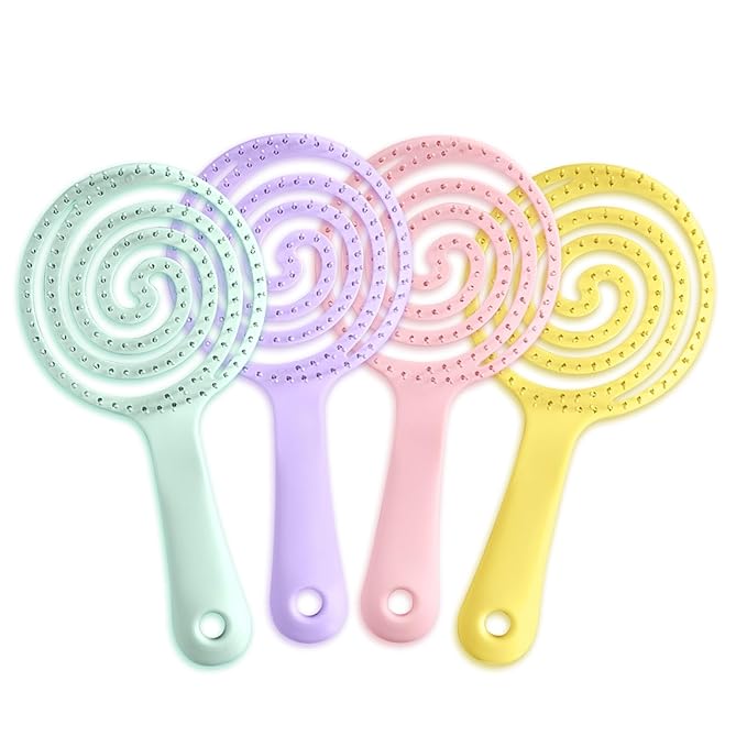 4 Pieces【Ultra-Soft】Baby Fine or Straight Hair Detangling Hair Brush for Kids【Skin-friendly material】Faster Blow Drying Styling Hair Detangling Brush with Flexible Bristles(Food grade ABS)Compact size