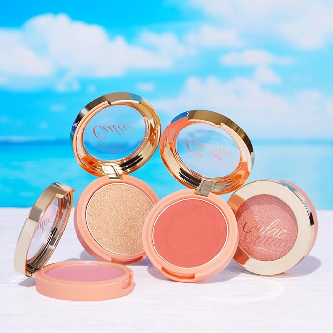 Oulac Shimmery Blush Makeup| 2 in 1 Powdery Cream Blush & Highlighter| Golden Hour Makeup Bronzer Illuminating | Rich Colors &Blendable | Vegan & Cruelty-Free| F08 Glow Gold 4.8g