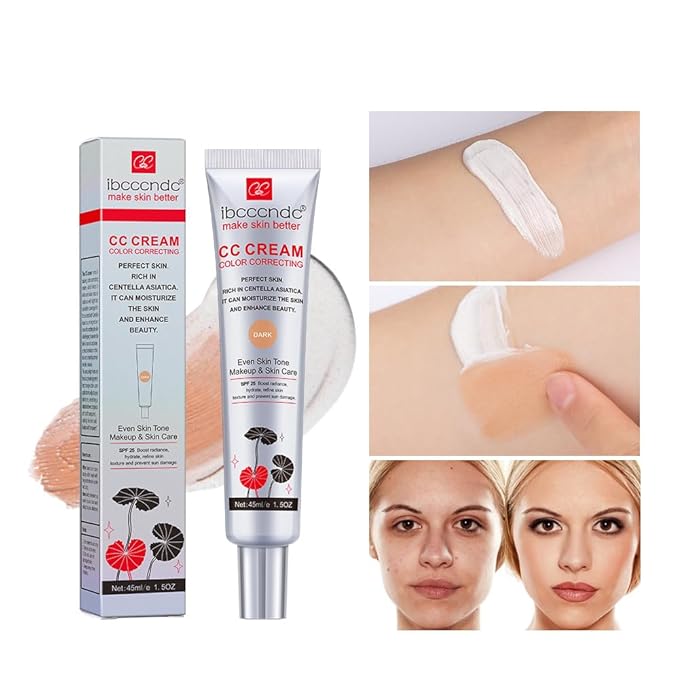 Color Correcting CC Cream,Invisible Pores Cream Foundation And Invisible Pores Concealer,CC Cream Foundation Rich In Centella Asiatic, Moisturizing And Waterproof CC Cream With Spf 25 (DARK)
