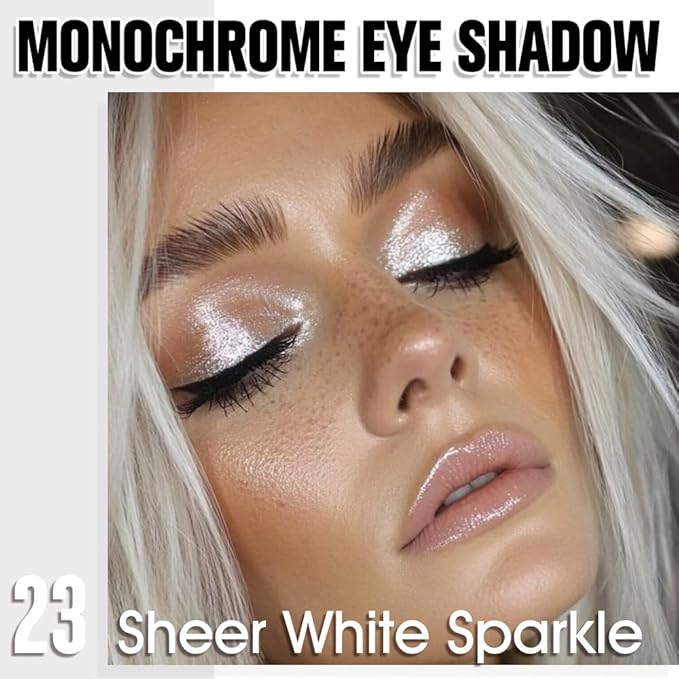 Pear White Shimmer Single Eyeshadow Makeup, Neutral Powde Eye Shadow for Women, Sparkly Pearl Glitter Singles Eyeshadow Palette Pigmented Waterproof, sombras para ojos, Girls Eyeshadows Gift 23