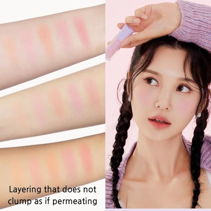 Fluffy Air Blusher 5 Colors - Lightweight Melting Liquid Blush for Colorful Cheeks, Highly Pigmented, Cheekbones and Eye Makeup, Soft Matte Finish, Buildable Formula (04 MAUVE LAVENDER)