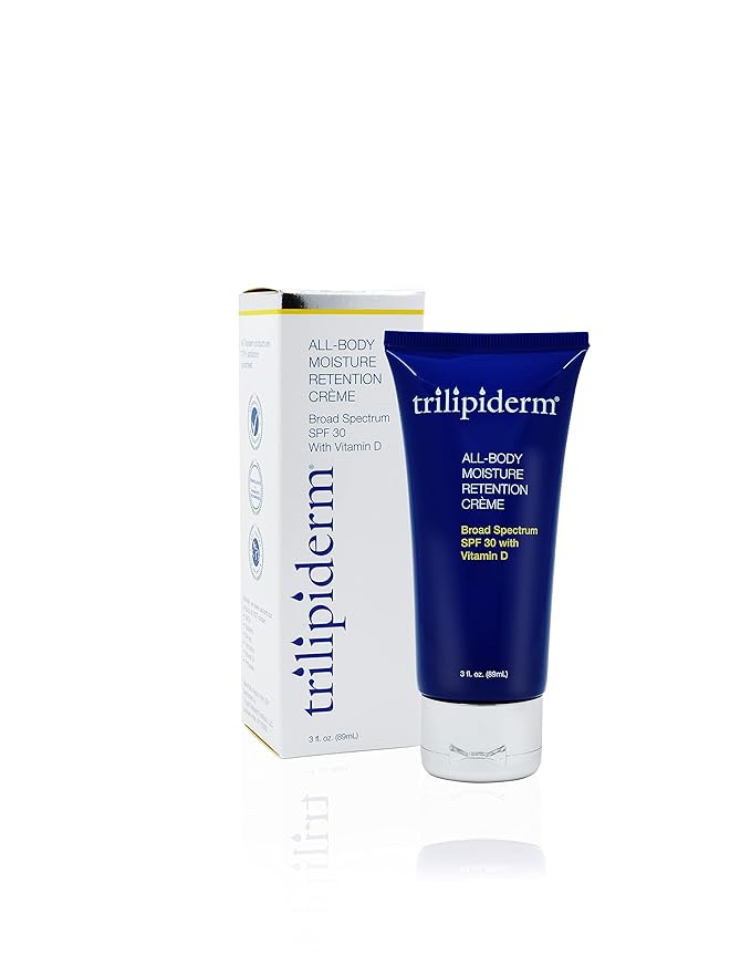 Trilipiderm All-Body Moisture Retention Crème Broad Spectrum SPF 30 with Vitamin D – 2-PACK of Travel-Size 3 Ounce Tubes – Plant-Based All-Day Hydration, Sunscreen for Body and Face