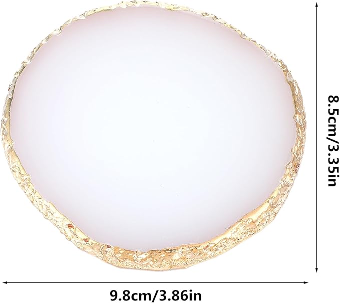 Resin Nail Art Palette Gold Edge Nail Holder Heart Shaped Color Makeup Foundation Mixing Tools Display Board Gel Nail Art Color Mixing Palette Painting Tray Manicure Tool (Irregular White)