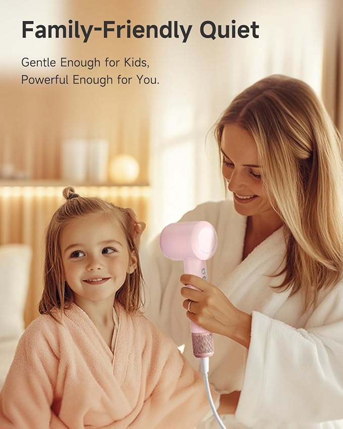 PLUZZ Hair Dryer with Diffuser Attachment, Diffuser Blow Dryer Ionic for Curly Hair, 110000RPM Brushless Motor High Speed Fast Hairdryer for Women/Men/Kids, Travel Hair Dryers Small Lightweight 1600W