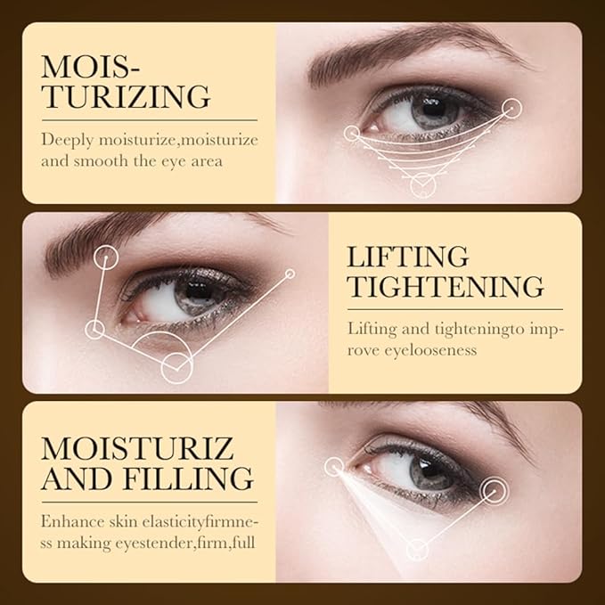 24K Gold Hyaluronic Acid Anti-Aging Multi-Effects Eye Cream - For Dark Circles & Fine Lines - With Hyaluronic Acid & Ingredient Gold, 1.4 Oz
