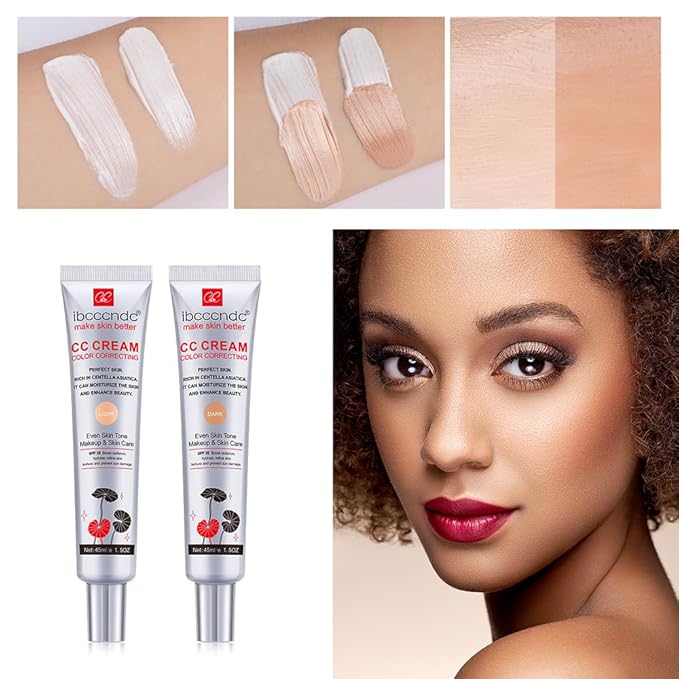 Color Correcting CC Cream,Invisible Pores Cream Foundation And Invisible Pores Concealer,CC Cream Foundation Rich In Centella Asiatic, Moisturizing And Waterproof CC Cream With Spf 25 (DARK)