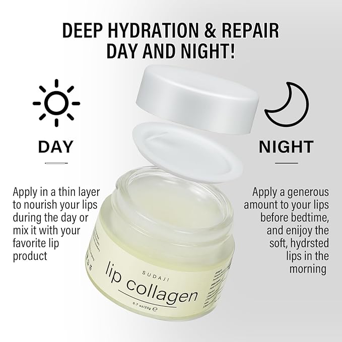 Lip Collagen + Peptide Complex, Collagen Lip Balm with Vitamins E, A -Lip Butter to Nourish & Hydrate Dry Cracked Lips, Moisturizing Lip Mask Overnight, Gentle exfoliating Lip Butter Balm