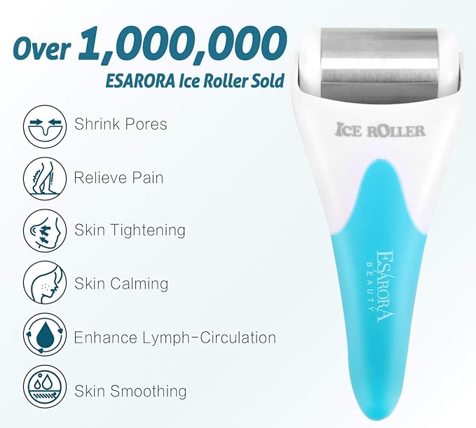 ESARORA Ice Roller for Face & Eye, Puffiness, Migraine, Pain Relief and Minor Injury, Skin Care Products, Blue