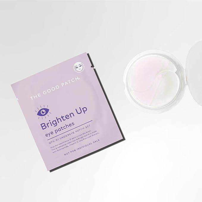 The Good Patch Brighten Up Hydrogel Under Eye Patches for Dark Circles and Puffy Eyes, Made with Niacinamide, Vitamin K, Pine Leaf Extract, Clinically Proven (6 Total Patch Sets)