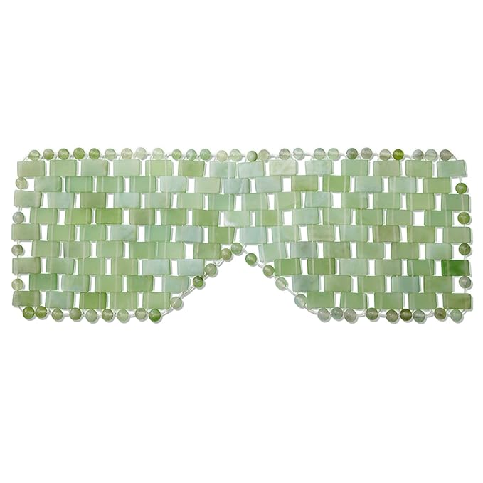 Jade Eye Mask 100% Natural Real Jade Stone Reusable Eye Mask for Hot & Cold Anti Aging,Headache and Migraine Relief Jade Mask for Women Men