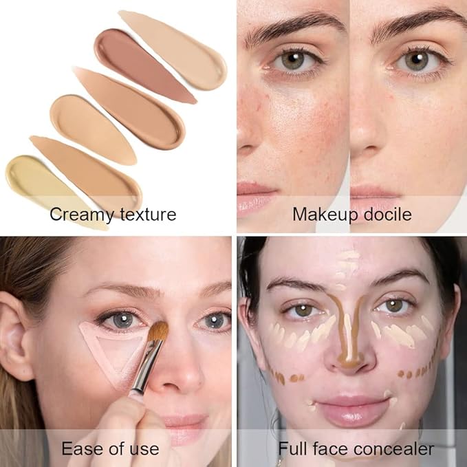 6 Color Correcting Concealer Palette With Concealer Brush, Tattoo Concealer, Cream Contouring Makeup Kit, Corrects Dark Circles Red Marks Scars Light Mediumor creamy concealer A2