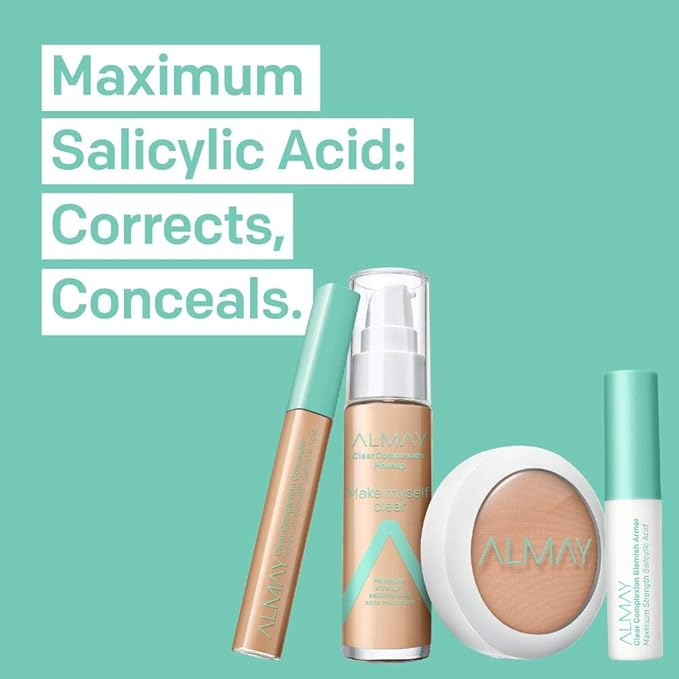Almay Clear Complexion Makeup, Matte Finish Liquid Foundation with Salicylic Acid, Hypoallergenic, Cruelty Free, -Fragrance Free, Dermatologist Tested, 900 Cappuccino, 1.0 oz