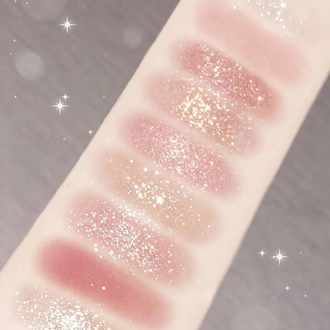 Erinde 9 Colors Eyeshadow Palette, Matte Shimmer Glitter Eye Shadow Palette Makeup, Highly Pigmented Long Lasting Waterproof, Natural Neutral Nude Eyeshadow Makeup Pallet, Sunset Glow