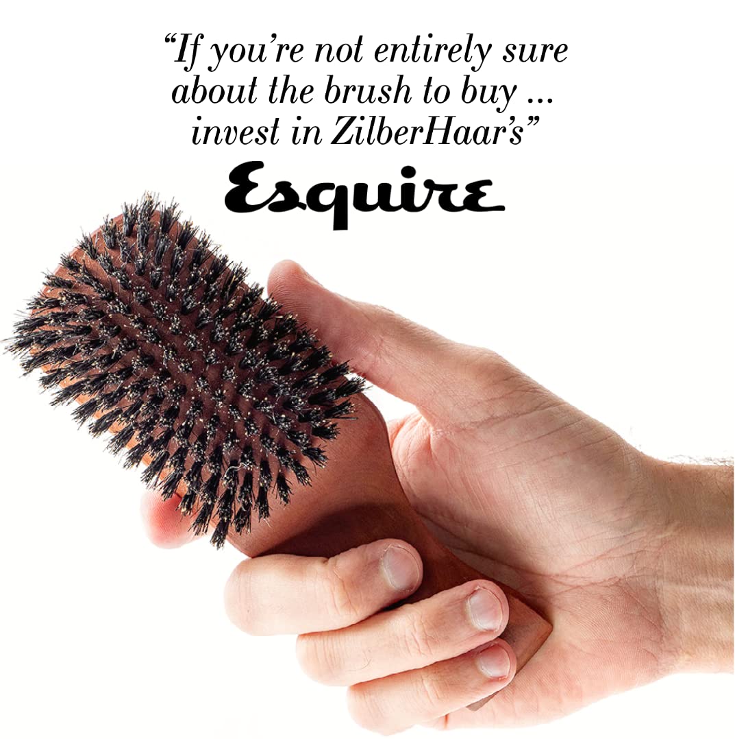 ZilberHaar Major Hair & Beard Brush for Men - Boar Bristles and Pearwood - All Beard and Hair Types - Made in Germany