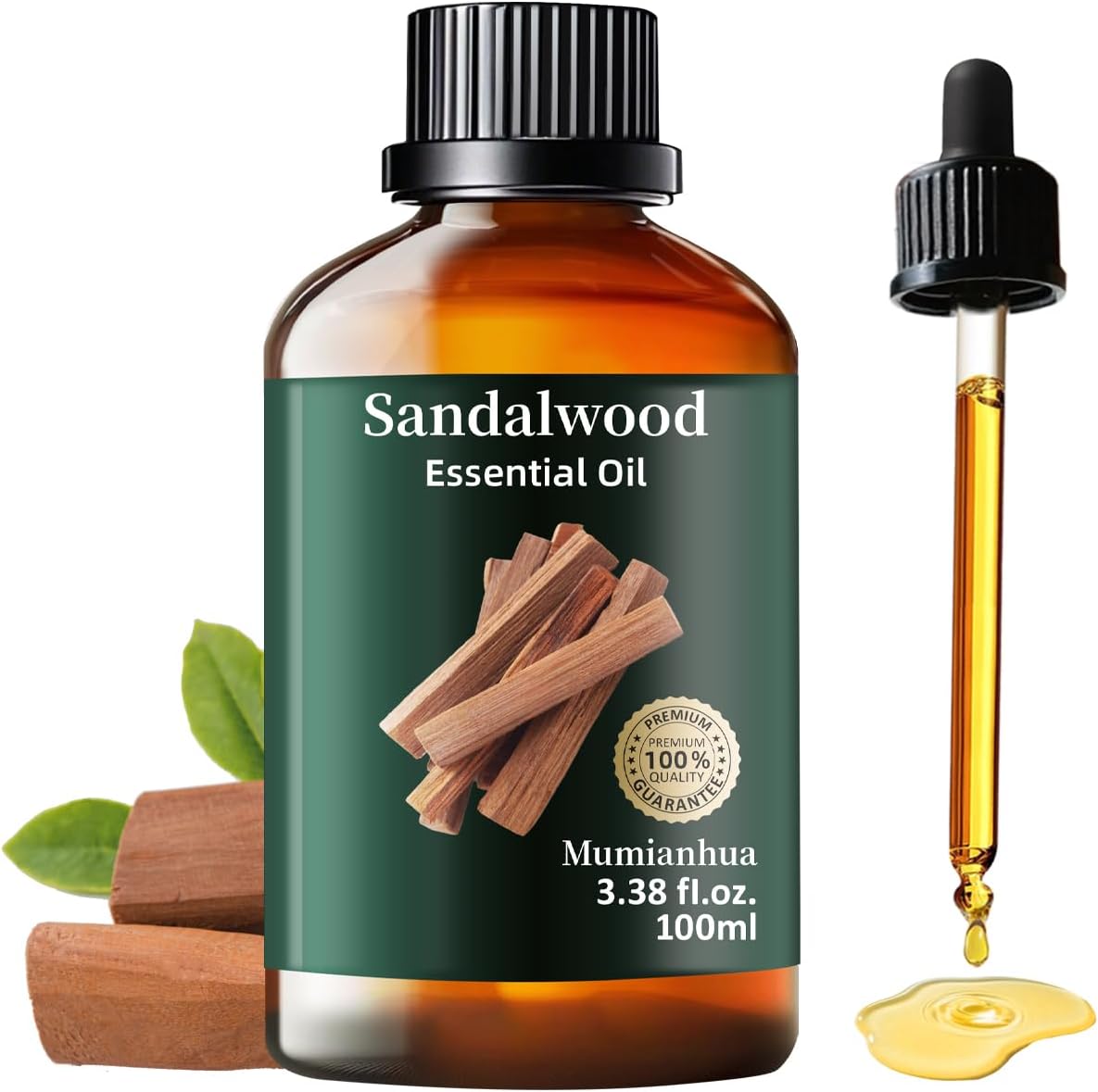 Sandalwood Essential Oil Pure,Mumianhua Natural Sandalwood Oil Undiluted Therapeutic Grade Aromatherapy Oil for Diffuser, Skin, Hair, Massage, Candle & Soap Making 3.38 Fl Oz