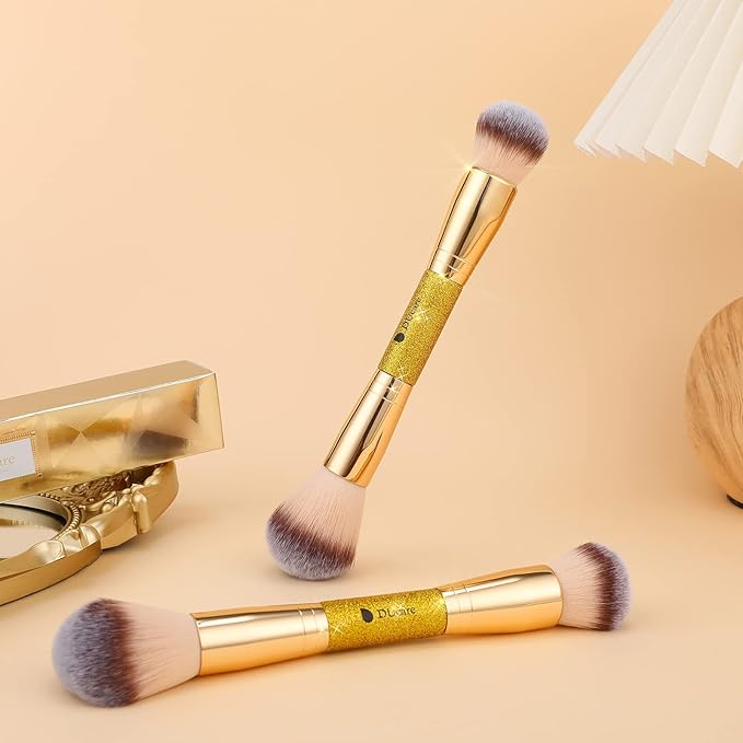 DUcare Foundation Powder Brush Double Ended Blush Makeup Brushes, Duo Bronzer Blush ideal for cream or powder