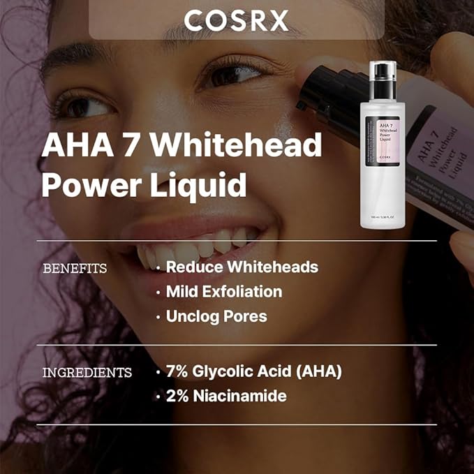 COSRX 7% Glycolic Acid Whitehead Removing Power Liquid, 3.38 fl.oz, AHA Exfoliant, Exfoliating Toner for Face & Body, Pore Minimizer, Korean Skin Care