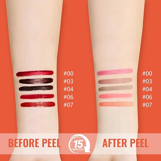 2pcs Lip Stain Peel Off - Lip Liner Stain Long Lasting Waterproof,2-in-1 Lip Liner with Tweezer Nude Matte,Non-Stick Cup,Highly Pigmented,Natural Finish,Stay On All Day,Perfect for Gift (Cocoa+Coffee)