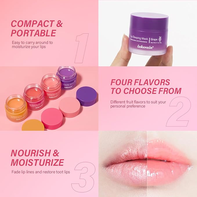 Sleeping Lip Mask, Long-Lasting Nourish & Hydrate Lip Mask, Lip Balm, Lip Oil, Lip Skin Care, Hydrating, Moisturizing Lip Lines Night Sleep Care Lip Anti-chapped Lip Cream (03# Grapefruit)