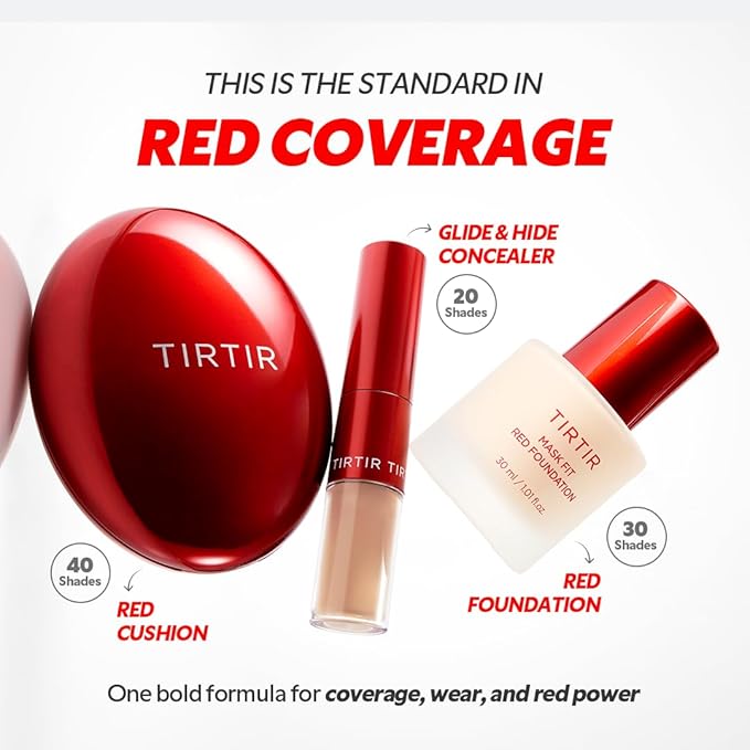 TIRTIR Mask Fit Red FoundationㅣLong Lasting Flawless Coverage, Energy Essence, Lightweight, Hydrating, Pore-Blurring, Breathable Satin Finish, Makeup, Radiant Skin, #45W Chestnut, 1.01 Fl Oz
