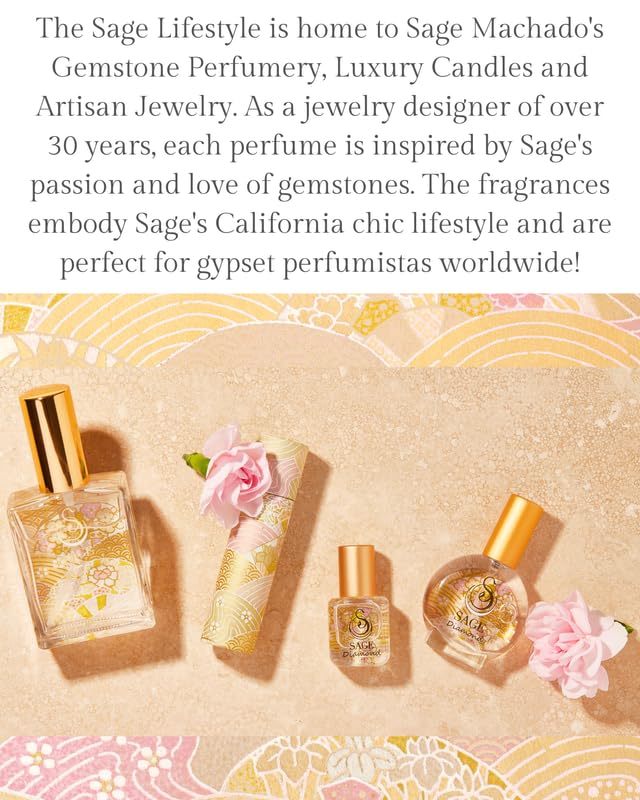 The Sage Lifestyle Diamond Spray Perfume, Soft Perfume, White Lily, Aquatic Musk, White Amber for Women, Luxury Long Lasting Scent, Vegan & Cruelty Free, Made in USA, 2 oz