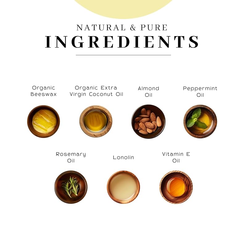 Vanman’s - Handmade Peppermint Beeswax Lip Balm (6 Pack) - Peppermint Lip Balm with Rosemary, Almond and Coconut Oil - Bee Balm with Vitamin E - Peppermint Balm Ideal for Dry Lips