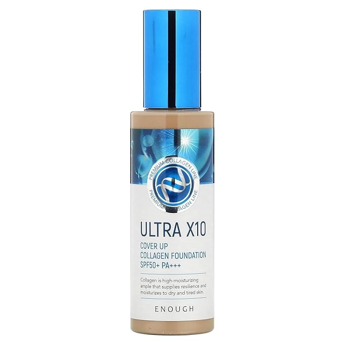 Enough Ultra 10X Cover Up Collagen Foundation, SPF 50+ PA+++, 21 Natural Beige, 3.53 oz (100 g)