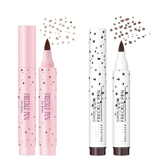 Lifelike Freckle Pen - 2 Colors (Light Brown & Dark Brown), Waterproof, Quick Dry, Soft Dot, Natural, Magic Fake Freckles Makeup Pen
