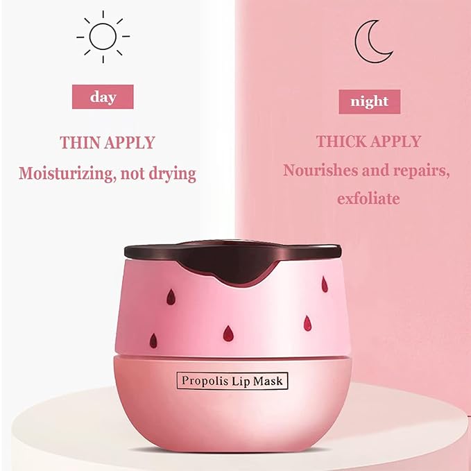 1PCS Lip Balm Honey Lip Balm, Honey Pot Lip Balm Sleeping Lip Mask with Brush, Hydrating & Prevention Dry and Cracked, Lip Scrubs Exfoliator & Moisturizer